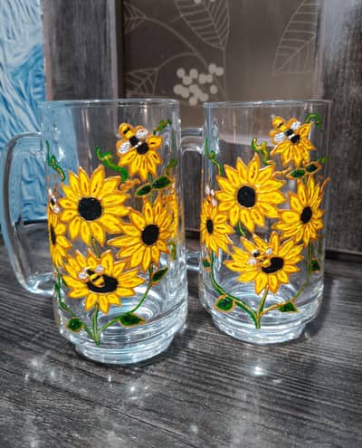 Painted Glass Mug