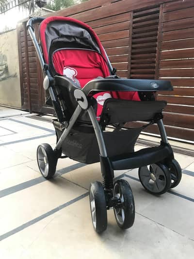 Pure Shesham Wooden COT with matress + kids Car seat + Strawler Pram