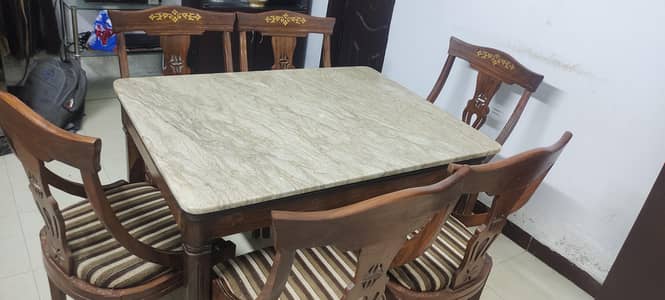 6 chairs  marble dining table