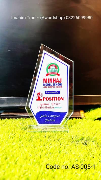 Shield , Awards. Glass shield / Trophies / metal & wood award trophie