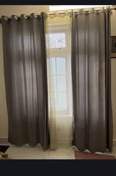 Grey Vevet 3 piece curtain set