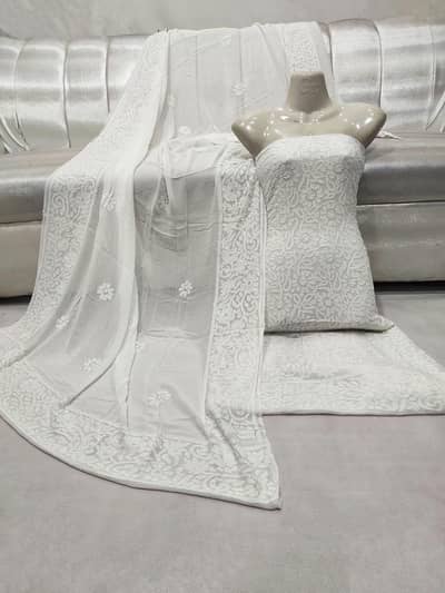 Chikankari chiffon dress