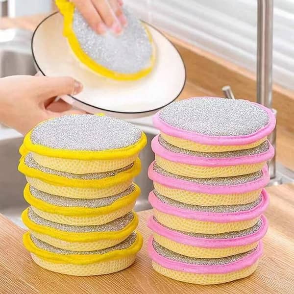 Double-Sided Sponge Dishwashing Brush for Pots and Pans - Household Kitchen Cleaning Tool