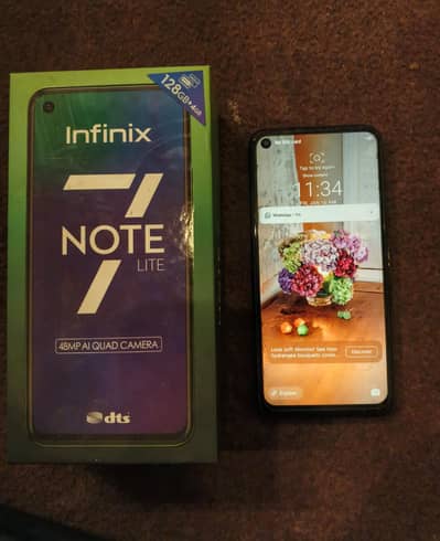 Infinix Note 7 Lite With  charger and original box in lush condition