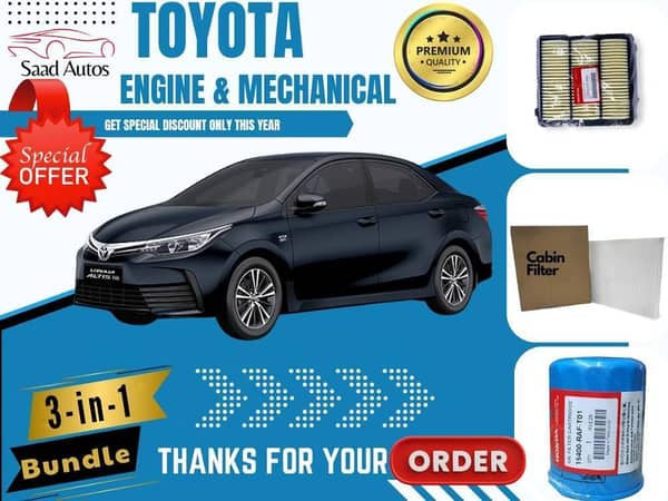 Toyota Corolla Altis 2018–2024 | Maintenance Filter Pack – 3-in-1 | Air, Cabin & Oil Filters