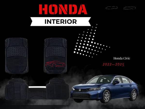 Set of 3 PVC Rubber Floor Mats for Honda Civic (2022–2025) - Durable All-Weather Protection