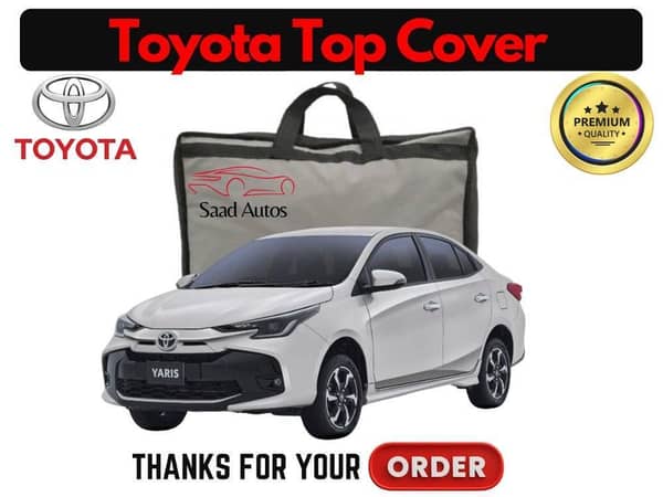 Toyota Yaris 2020-2021 Waterproof Black Parachute Car Top Cover - Scratch Resistant