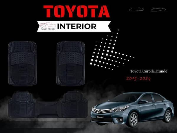3-Piece PVC Rubber Floor Mat Set for Toyota Corolla Grande (2015–2024)