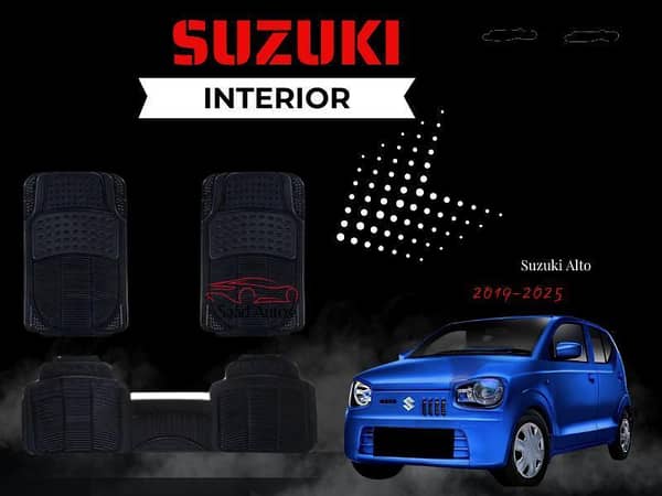 3-Piece PVC Rubber Car Floor Mat Set for Suzuki Alto (2019–2025) - All-Weather Protection