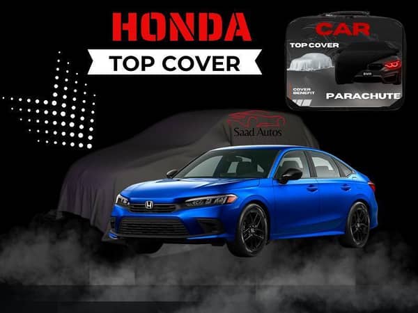 Honda Civic Car Top Cover (2016–2022) | Waterproof Black Parachute Fabric | Scratch Resistant