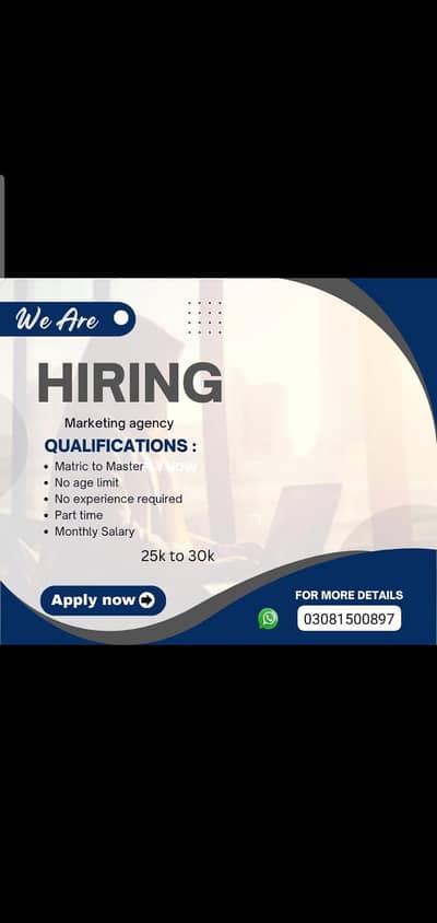 Male and female staff required For office based and home based work