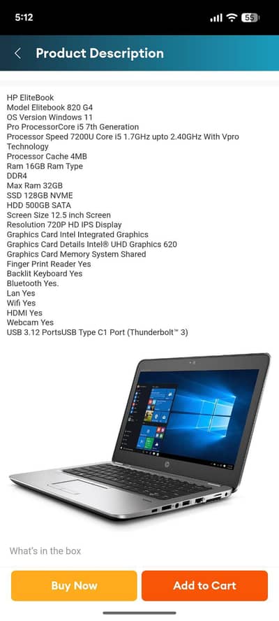elite book 820 G4 i5 7th gen