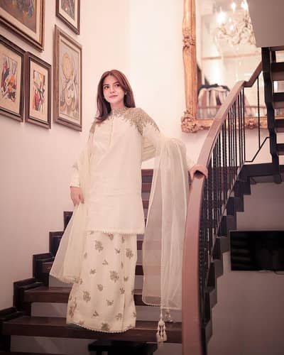 3 piece women's stitched linen dress with chiffon duppata