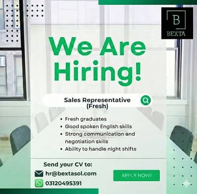 We Are Hiring: Fresh Sales Representatives!