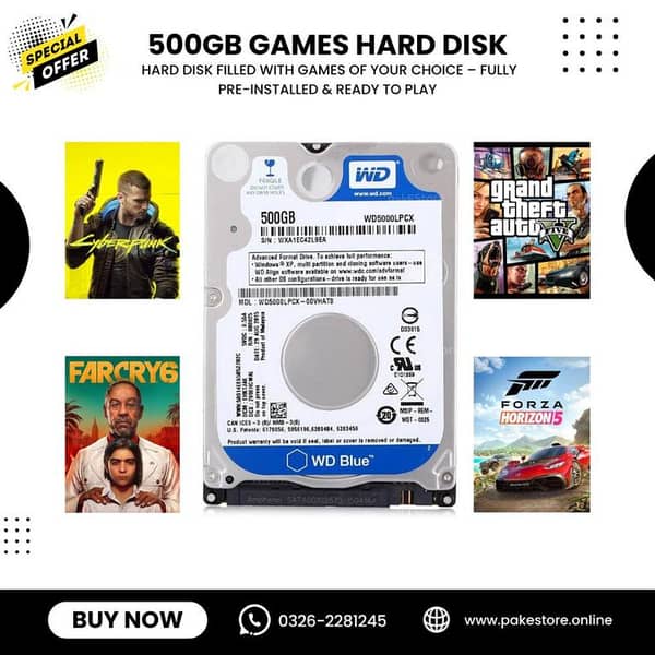 500GB Preloaded PC Games Hard Disk – Filled With Your Favorite Games – Plug & Play Ready