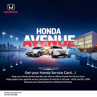 Honda Avenue Service card