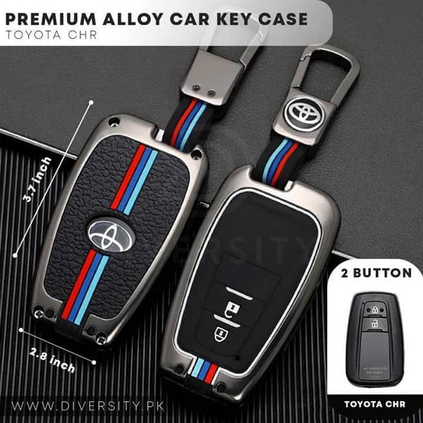 Toyota CHR Zinc Alloy metal key Fob remote cover with key chain