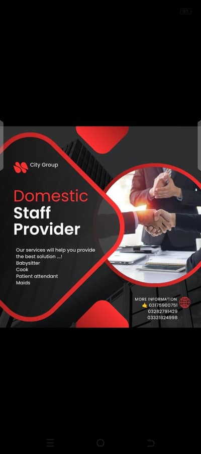 provide domestic staff,maid,cook, attendant,nurse, babysitter,driver
