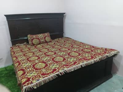 Wooden Bed with 2 Side Tables – Excellent Condition