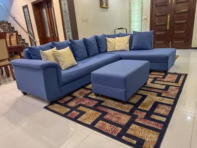 Furniture - L shape sofa & ottoman- bed set - dining table with chairs