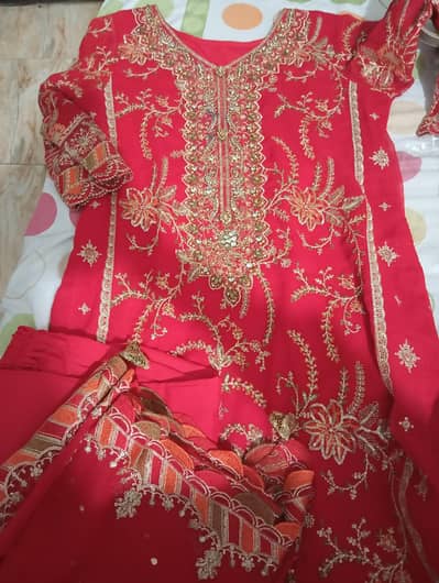 3 piece stitched chiffon dress