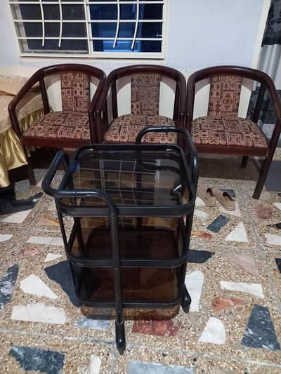 3 trays serving trolley