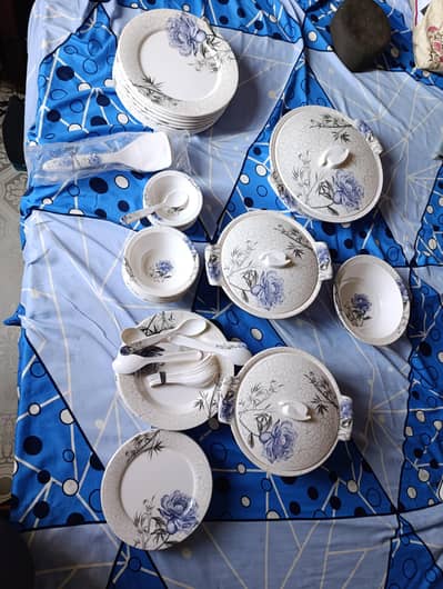 Brand New 72 Pieces Dinner Set for Sale | Elegant Blue Floral Design