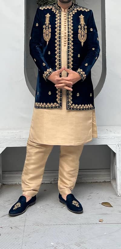 Velvet long prince coat with inner and shoes 45" complete dress