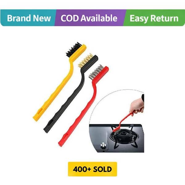 Wire Brush Set, PACK OF 3 Nylon Wire Brushes Stainless Steel Brush Scratch Brush,  Wire Brush Set for Gas Stove and Kitchen Cleaning