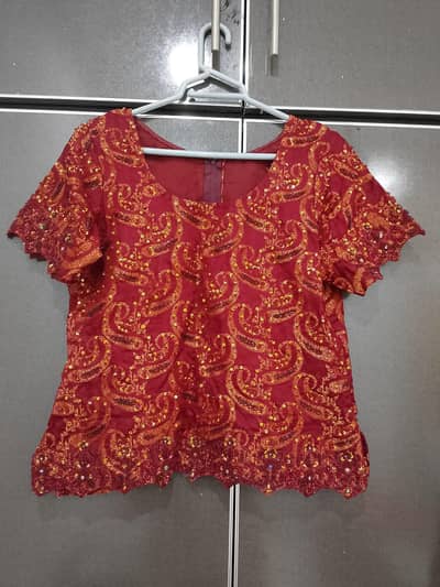 Mohsin sons Rawalpindi lehenga, mehroon colour, medium size, shafoon