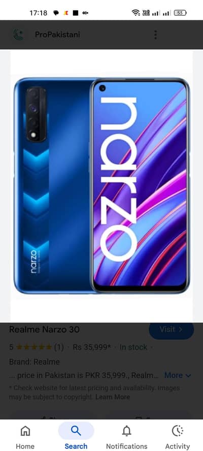 realme Narzo 30 box Sath ha