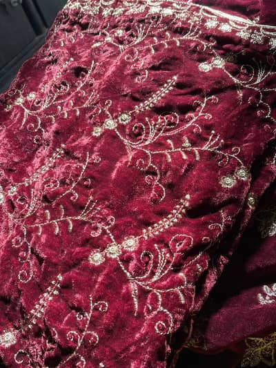 Maroon velvet shawl