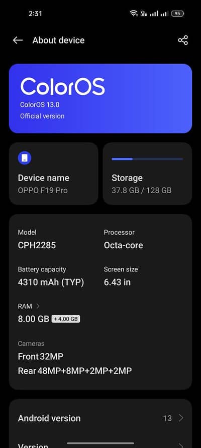oppo f19 pro urgent sale