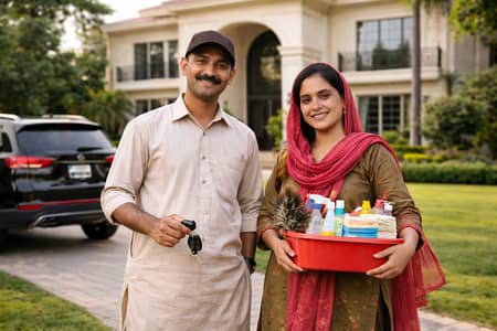 Driver cum House Helper + House Maid (Mian Biwi - Local Faisalabadi)
