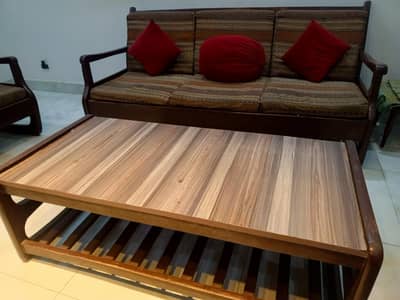 five seater wooden sofa set in mahogany