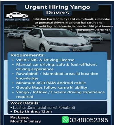 Drivers Required – Islamabad / Rawalpindi – Salary 45000
