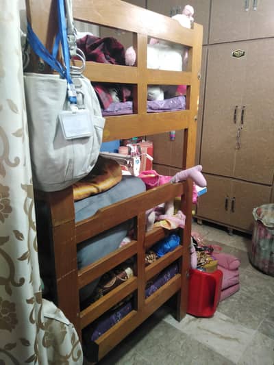 Pure Wood Bunker Bed without Mattress