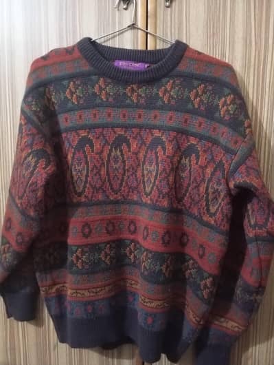vintage 90s tipi-cost multi pattern sweater