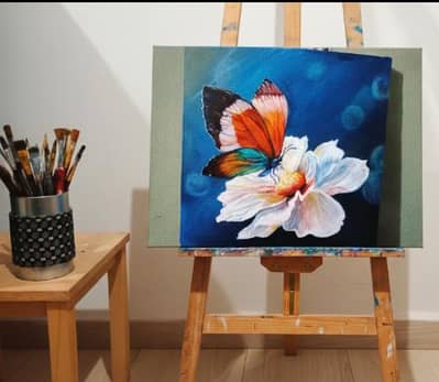 painting of butterfly and flower