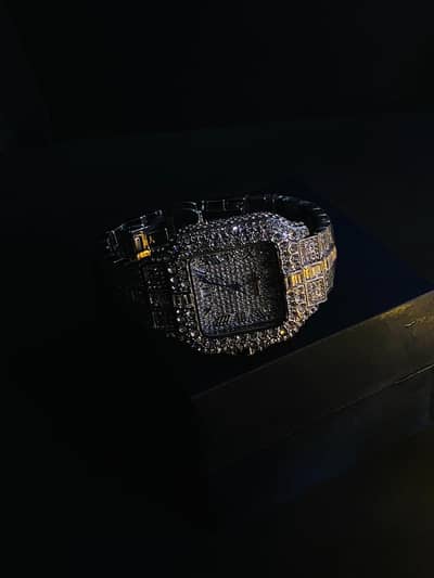 Cartier Santos Iced Out Watch with box for sale