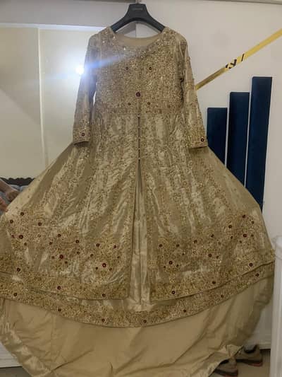 Golden bridal Tail Maxi with handmade embroidery