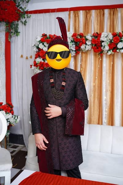 MEHRON  SHARWANI | BRANDED SHARWANI | |with Black Shadow|
