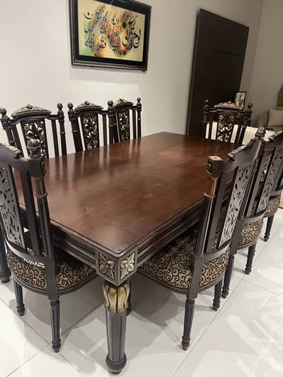 Elegant Solid Wood 8-Seater Dining Table with Cushioned Chairs