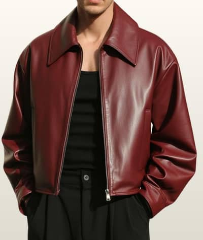 Red burgundy Leather Jacket