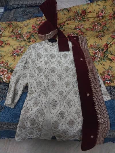 Bonanza Wedding Sherwani Set (Sherwani + Kulla + Shawl)