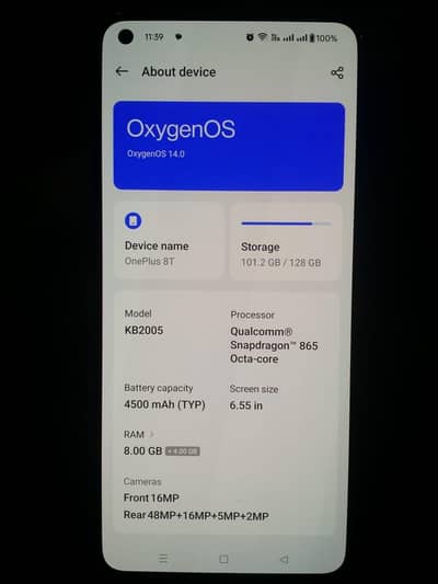 Oneplus 8t No shade No date clear 8/128 dual sim