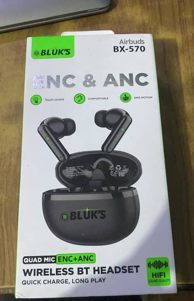 BLUKS BX-570 Airbuds | ENC & ANC | Wireless Bluetooth