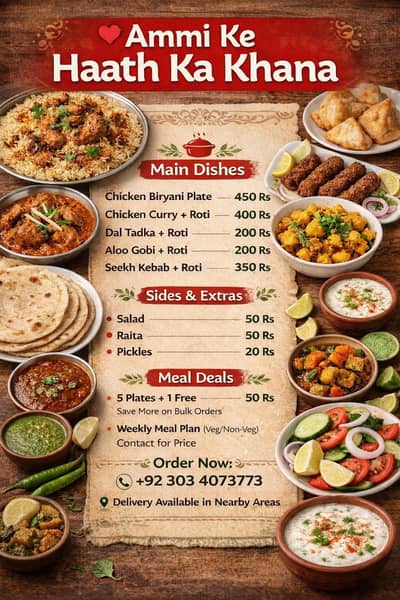 Healthy Homemade tiffin service. Daily lunch and dinner