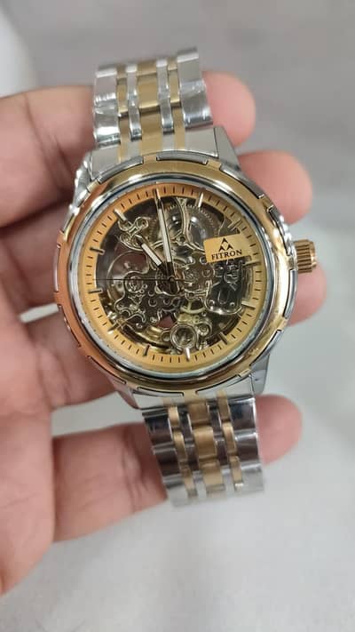 Fitron skeleton fully automatic watch without cell in chain and straps