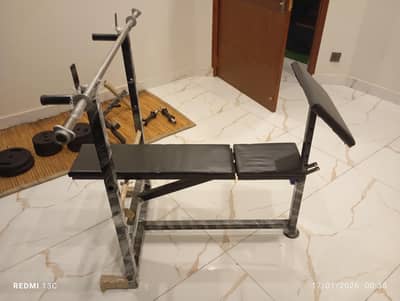 7 in 1 bench press + 30kg  dumbbell set